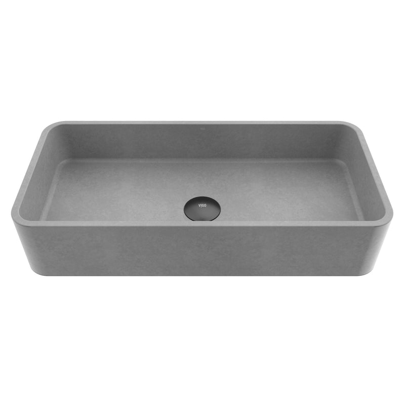 Palazzo Gothic 24x11-in Deep Grey Bathroom Sink/Basin with Rectangular Vessel L834