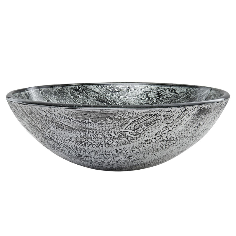 Round Glass Vessel Bathroom Sink/Basin with Deep Bowl, Titanium S5651
